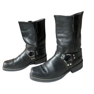 Mens‎ Black Leather Harness Biker Boots Square Toe Biltrite Sole 336 13 D